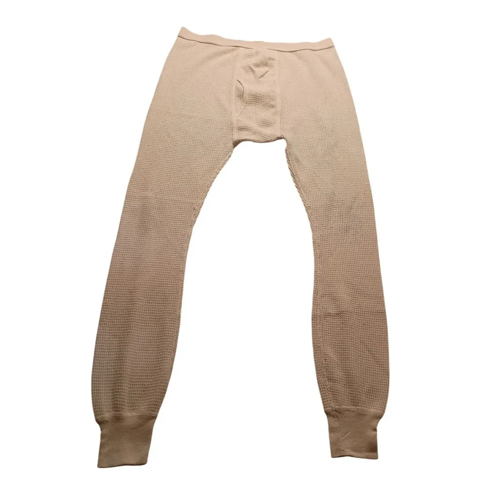Northwest Blue Men's Large Cream Waffle Knit Thermal Long Johns Pants Bottoms